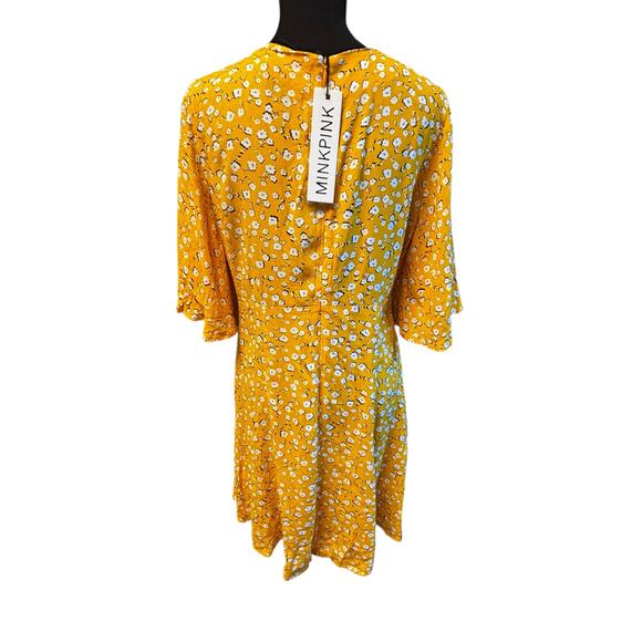 MinkPink Women’s Summer Daisy Mini Tea Dress Yellow Gold Size M - Picture 5 of 8